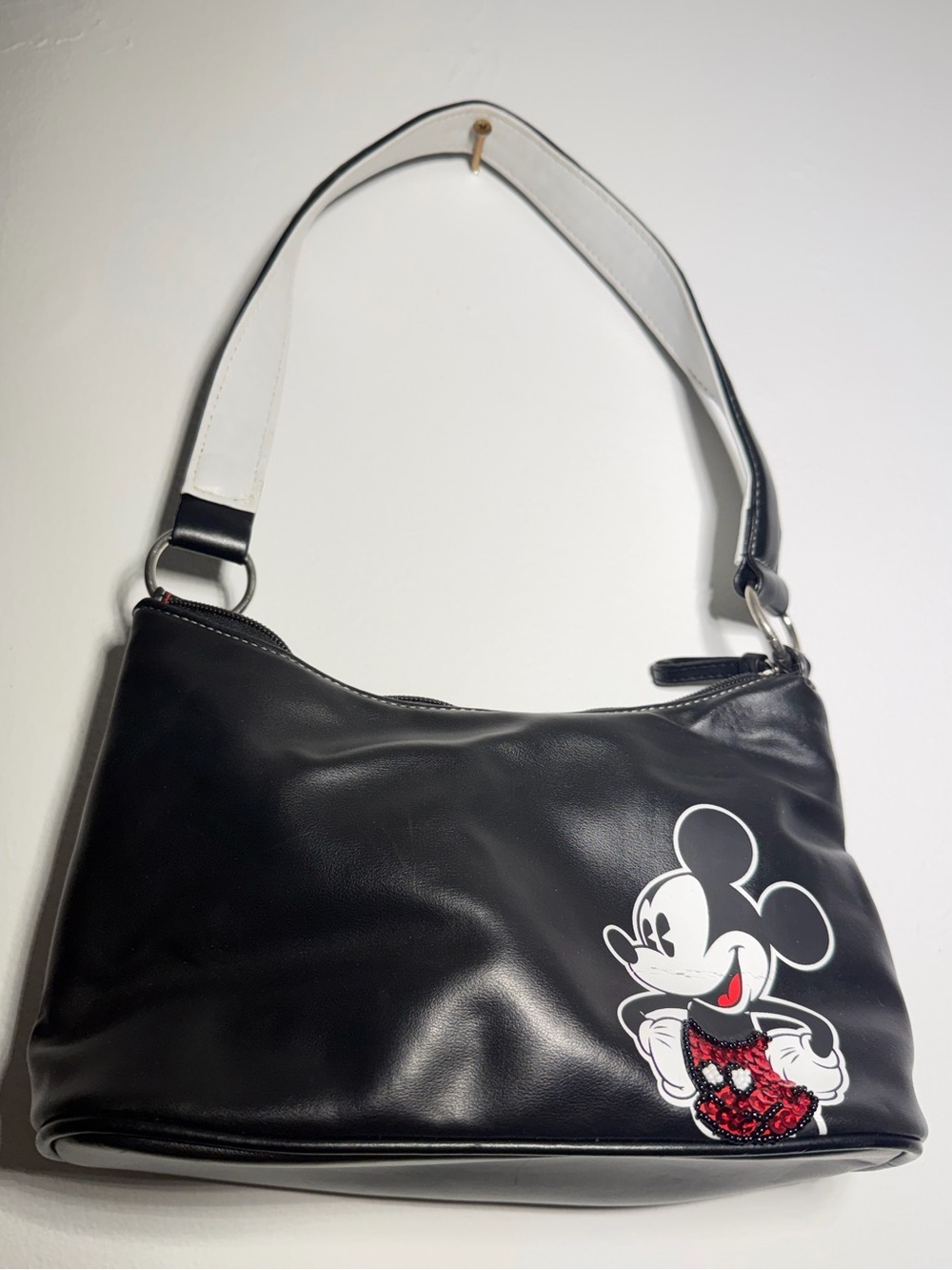 Black Mickey Patch Shoulder Bag - Women's Handbag